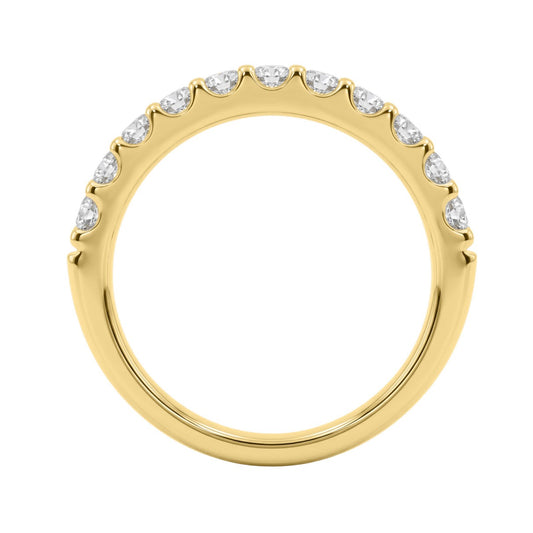Elegant 14K Yellow Gold Ladies Diamond Wedding Band With 0.75Ctct Round Diamonds