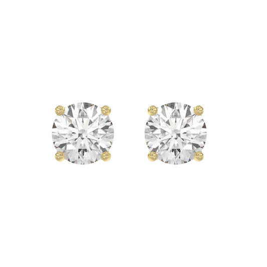 14K Yellow Gold 5.00 Ct Lab Grown Round Diamond Stud Earrings Brilliant Cut Diamond Earrings For Women