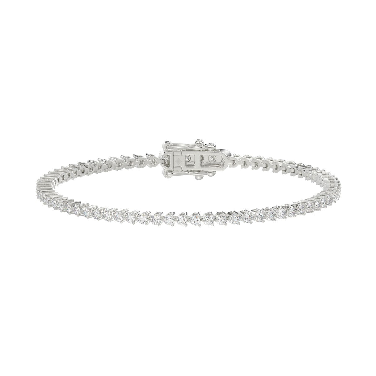 14K White Gold 2.00CT Round Diamond Three-Prong Tennis Bracelet For Women Classic Diamond Bracelet