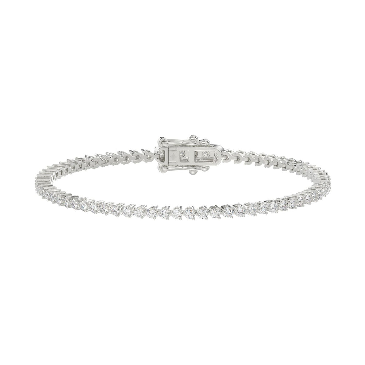 14K White Gold 2.00CT Round Diamond Three-Prong Tennis Bracelet For Women Classic Diamond Bracelet