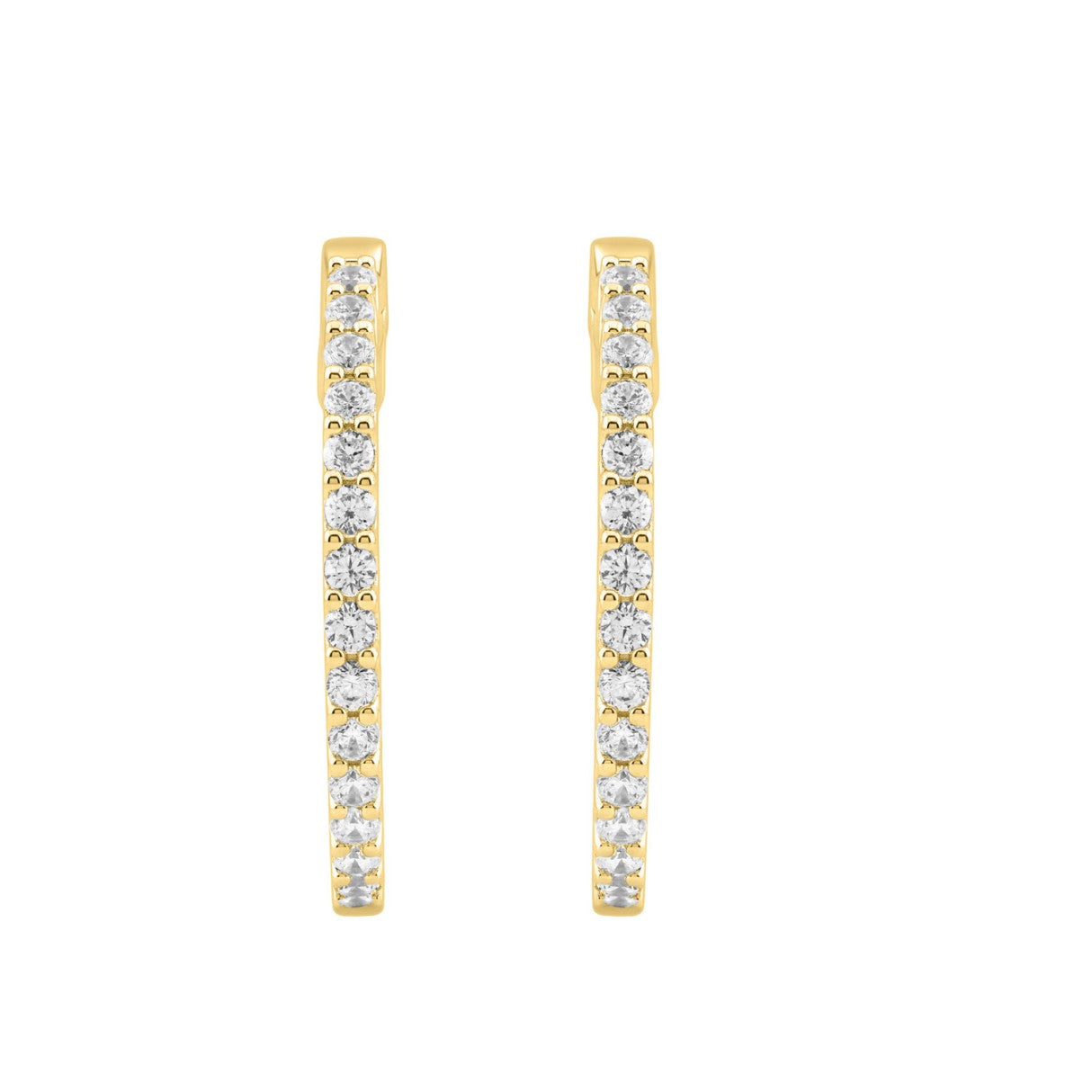 14K Yellow Gold 2.00CT Round Diamond Hoop Earrings For Women Classic Diamond Hoop Earrings