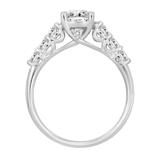 LADIES RING 1 1/2CT ROUND DIAMOND 14K WHITE GOLD (CENTER STONE ROUND DIAMOND 1CT)