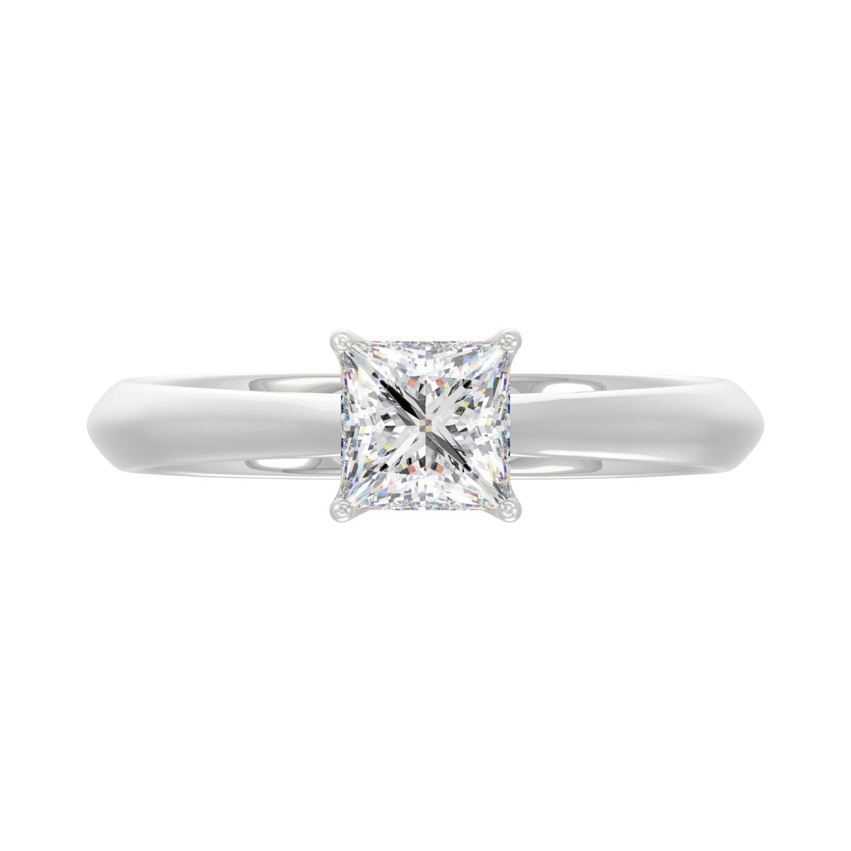 LADIES SOLITAIRE RING 1CT PRINCESS DIAMOND 14K WHITE GOLD