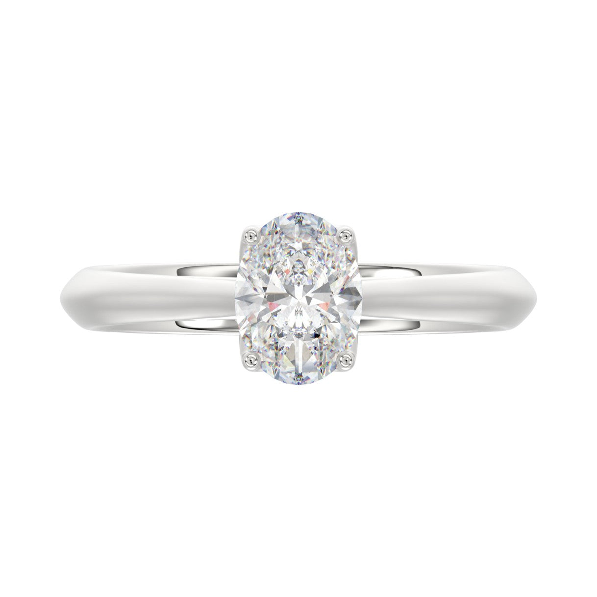 LADIES SOLITAIRE RING 1CT OVAL DIAMOND 14K WHITE GOLD