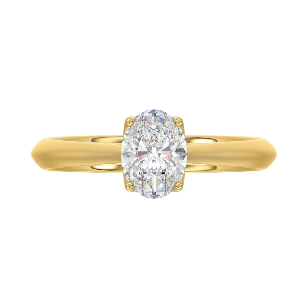 LADIES SOLITAIRE RING 1CT OVAL DIAMOND 14K YELLOW GOLD