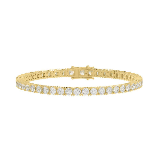 LADIES BRACELET 5CT ROUND DIAMOND 14K YELLOW GOLD