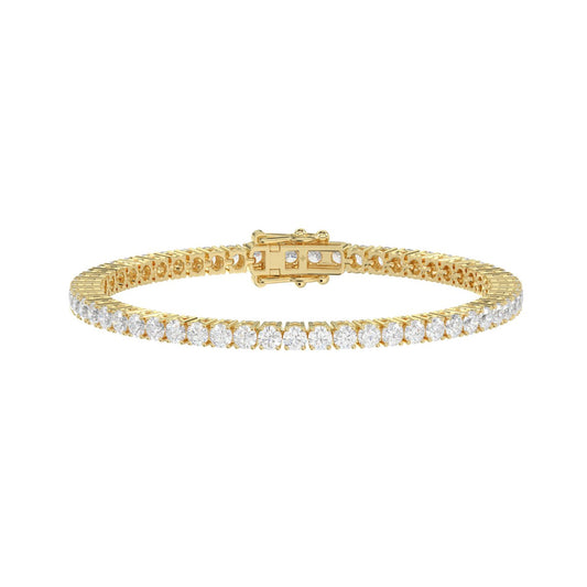 LADIES BRACELET 5CT ROUND DIAMOND 14K YELLOW GOLD